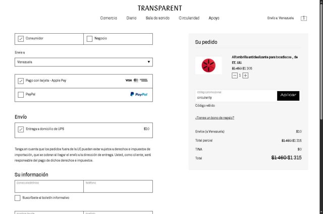 Transparent checkout page showing Transparent discount code box | Screenshot taken by SimplyCodes community member on Aug 18, 2025
