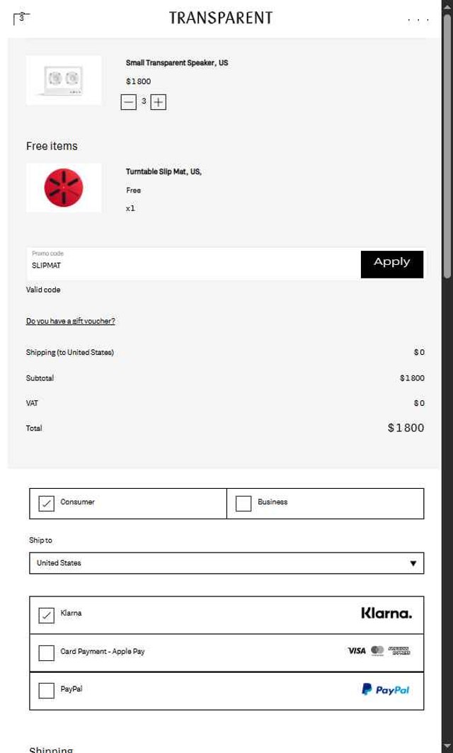 Transparent checkout page showing Transparent discount code box | Screenshot taken by SimplyCodes community member on Aug 16, 2025