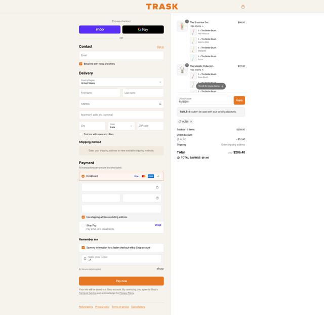 TRASK checkout page showing TRASK promo code box | Screenshot taken by SimplyCodes community member on Sep 10, 2025