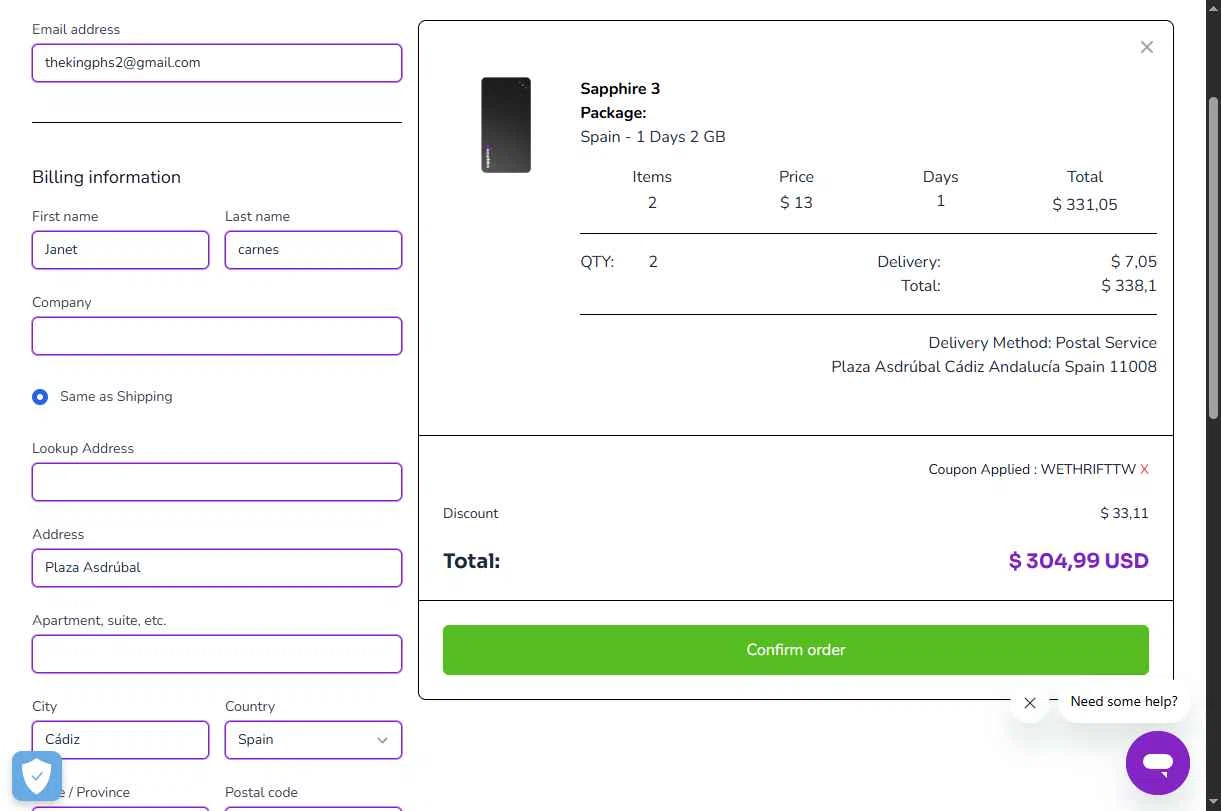 Travelwifi checkout page showing Travelwifi coupon code box | Screenshot taken by SimplyCodes community member on Sep 7, 2025