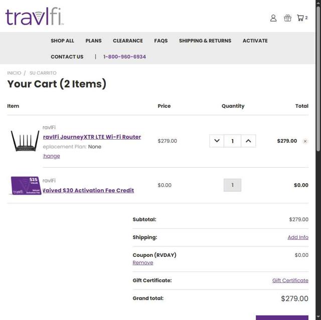 TravlFi checkout page showing TravlFi coupon code box | Screenshot taken by SimplyCodes community member on Aug 13, 2025