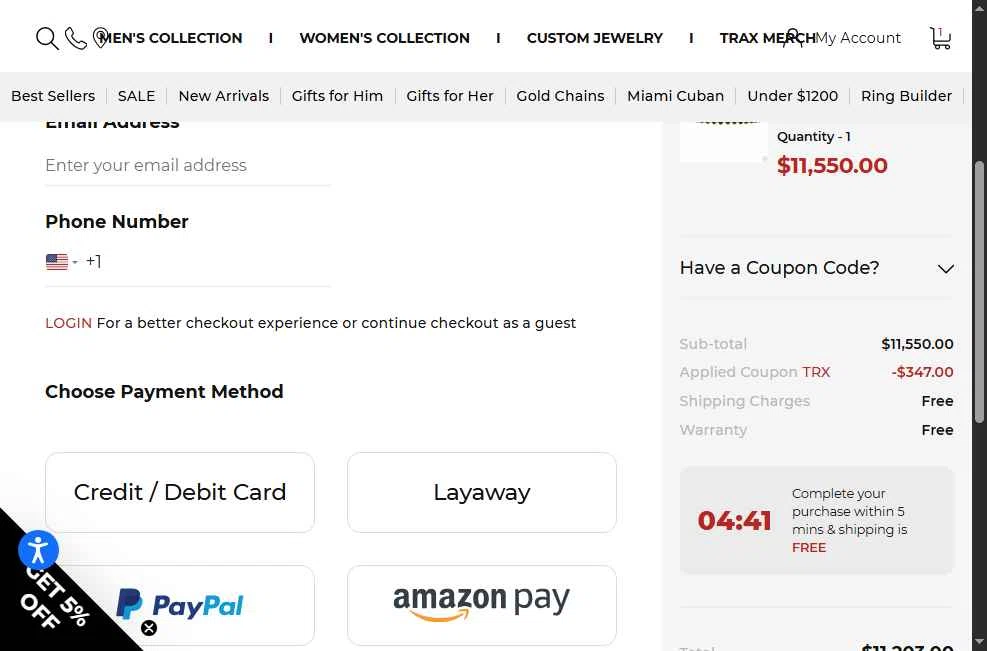 TraxNYC checkout page showing TraxNYC promo code box | Screenshot taken by SimplyCodes community member on Oct 23, 2025