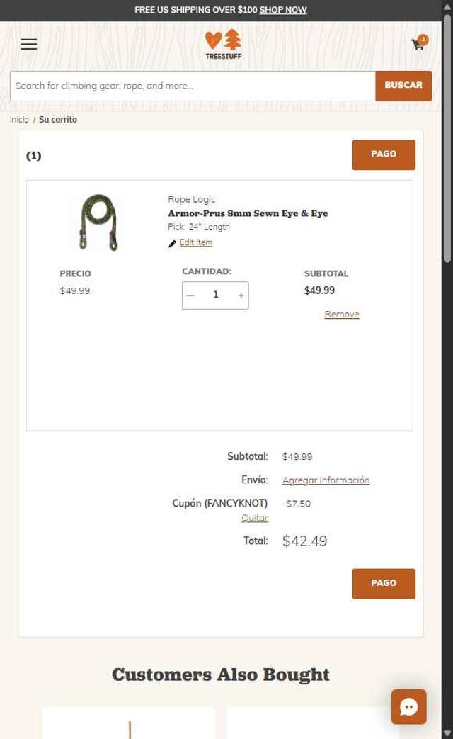 TreeStuff.com checkout page showing TreeStuff.com coupon code box | Screenshot taken by SimplyCodes community member on Aug 16, 2025