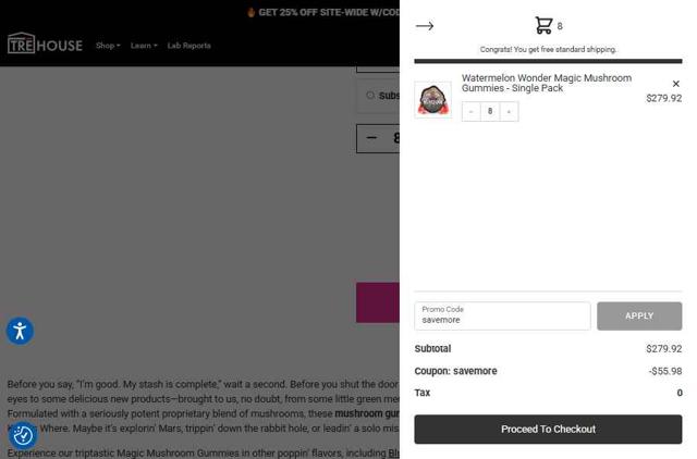 TRĒ House checkout page showing TRĒ House promo code box | Screenshot taken by SimplyCodes community member on Sep 8, 2025