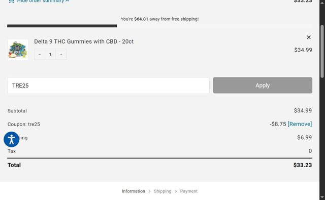 TRĒ House checkout page showing TRĒ House promo code box | Screenshot taken by SimplyCodes community member on Sep 8, 2025
