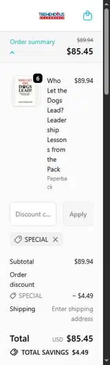 SPECIAL coupon verification screenshot