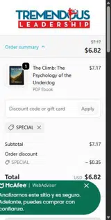 SPECIAL coupon verification screenshot