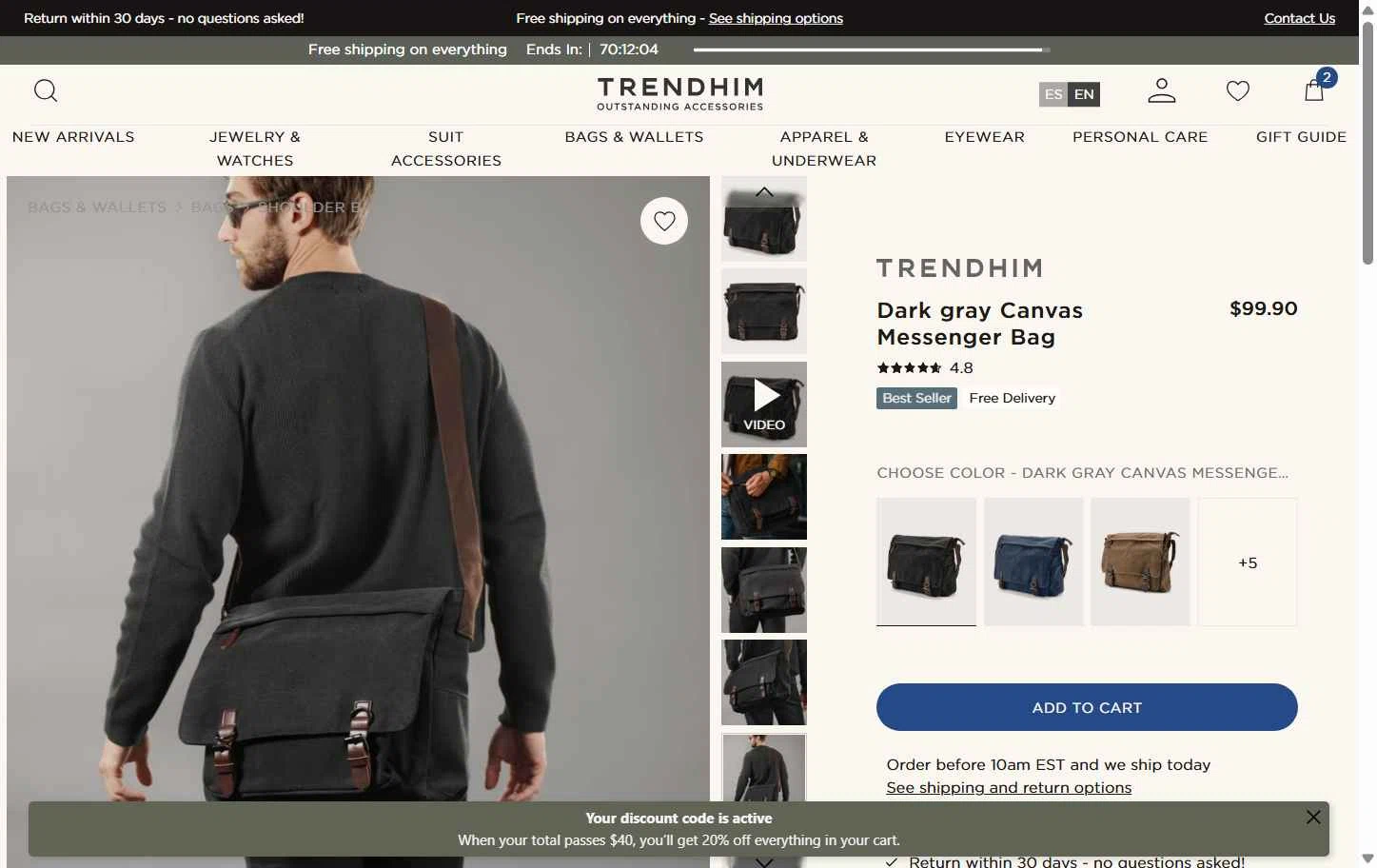 Trendhim checkout page showing Trendhim discount code box | Screenshot taken by SimplyCodes community member on May 16, 2025