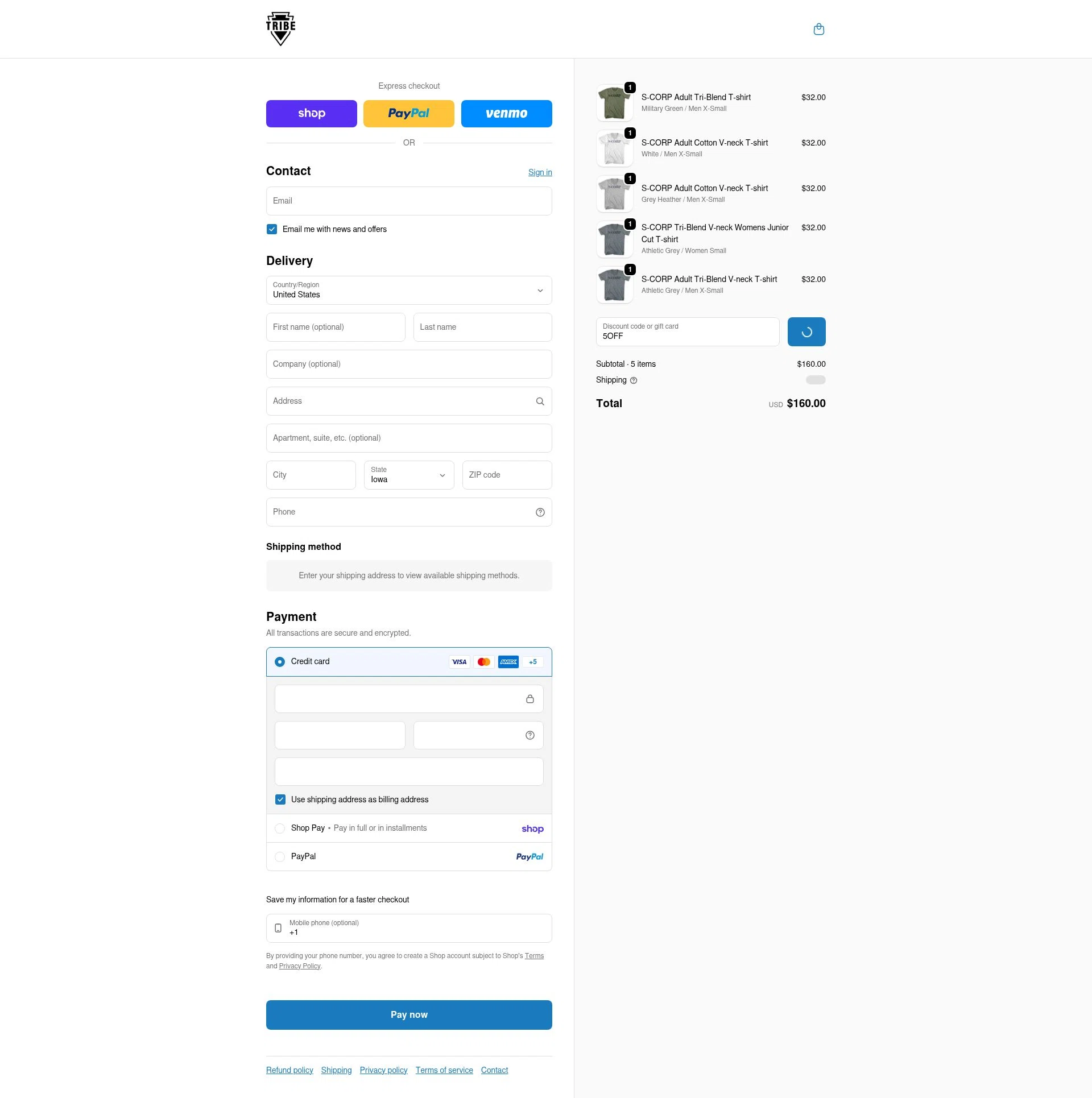 Tribe Lacrosse checkout page showing Tribe Lacrosse discount code box | Screenshot taken by SimplyCodes community member on Feb 11, 2026