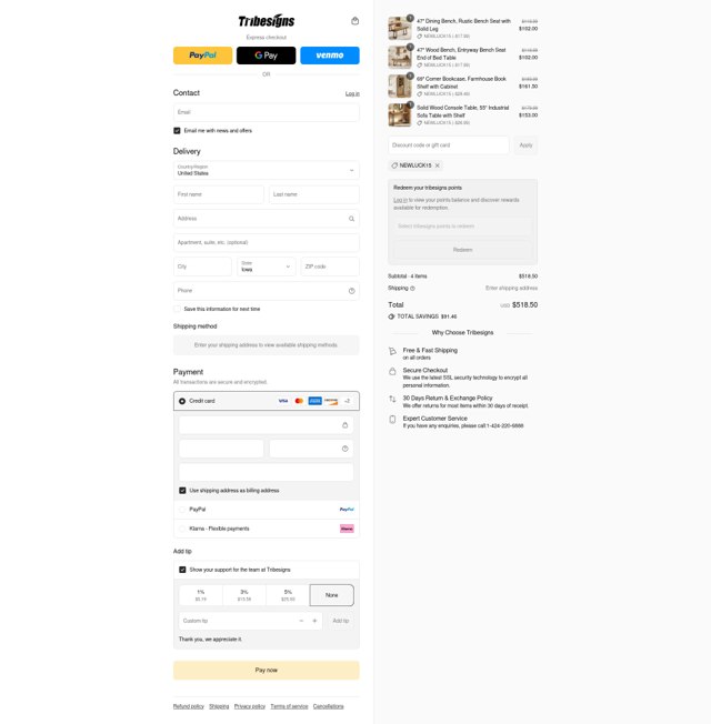 Tribesigns checkout page showing Tribesigns discount code box | Screenshot taken by SimplyCodes community member on Sep 5, 2025