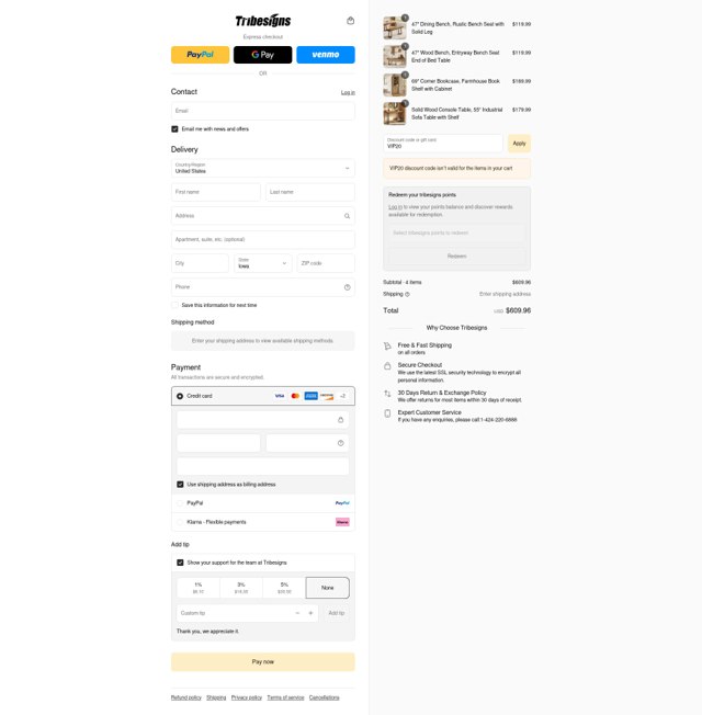 Tribesigns checkout page showing Tribesigns discount code box | Screenshot taken by SimplyCodes community member on Sep 5, 2025