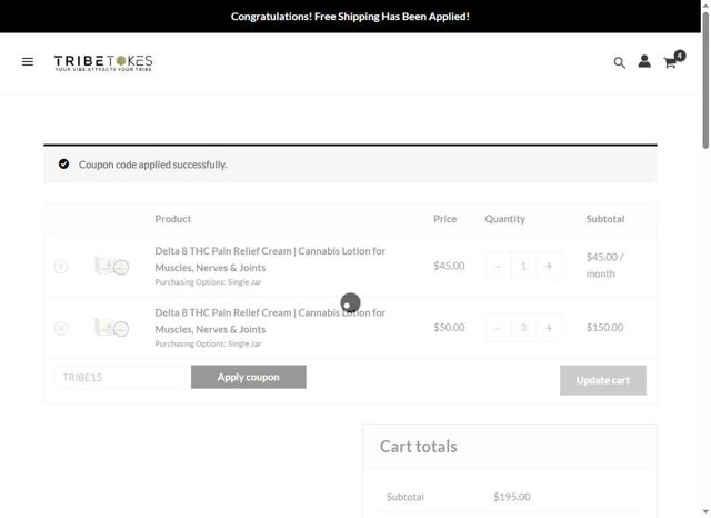 TribeTokes checkout page showing TribeTokes discount code box | Screenshot taken by SimplyCodes community member on Jun 20, 2025