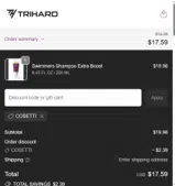 TRIHARD coupon verification screenshot