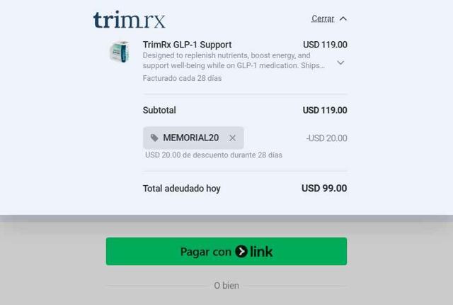 TrimRX checkout page showing TrimRX discount code box | Screenshot taken by SimplyCodes community member on Aug 21, 2025
