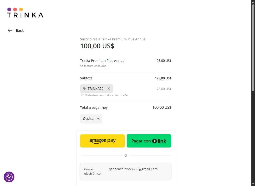 Trinka checkout page showing Trinka promo code box | Screenshot taken by SimplyCodes community member on Oct 18, 2025