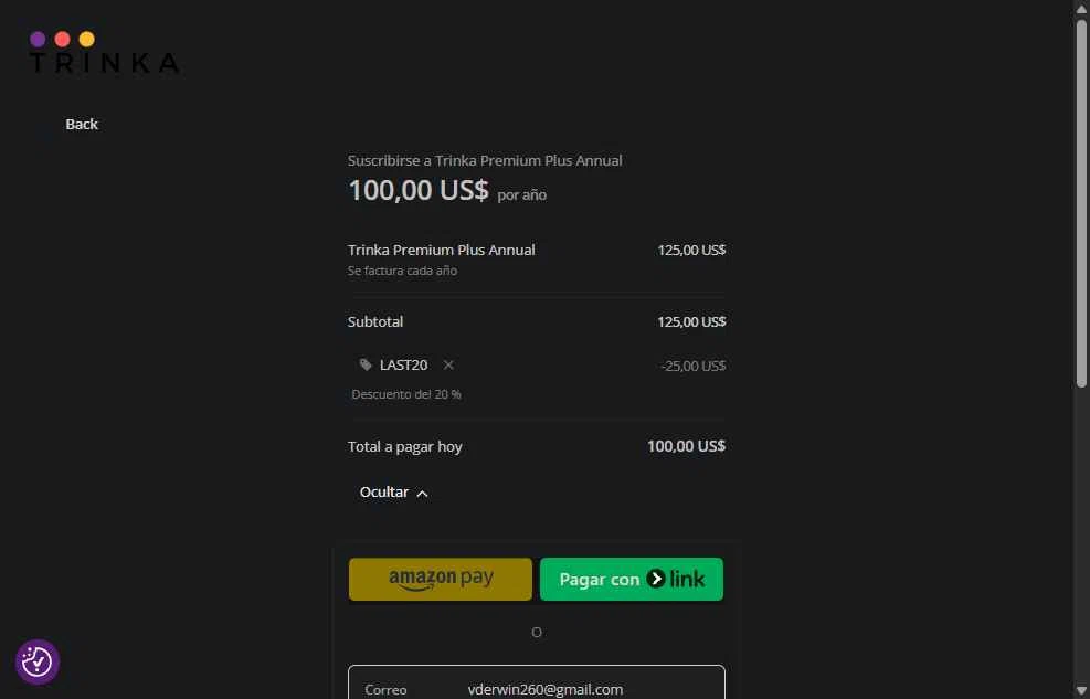Trinka checkout page showing Trinka promo code box | Screenshot taken by SimplyCodes community member on Sep 3, 2025