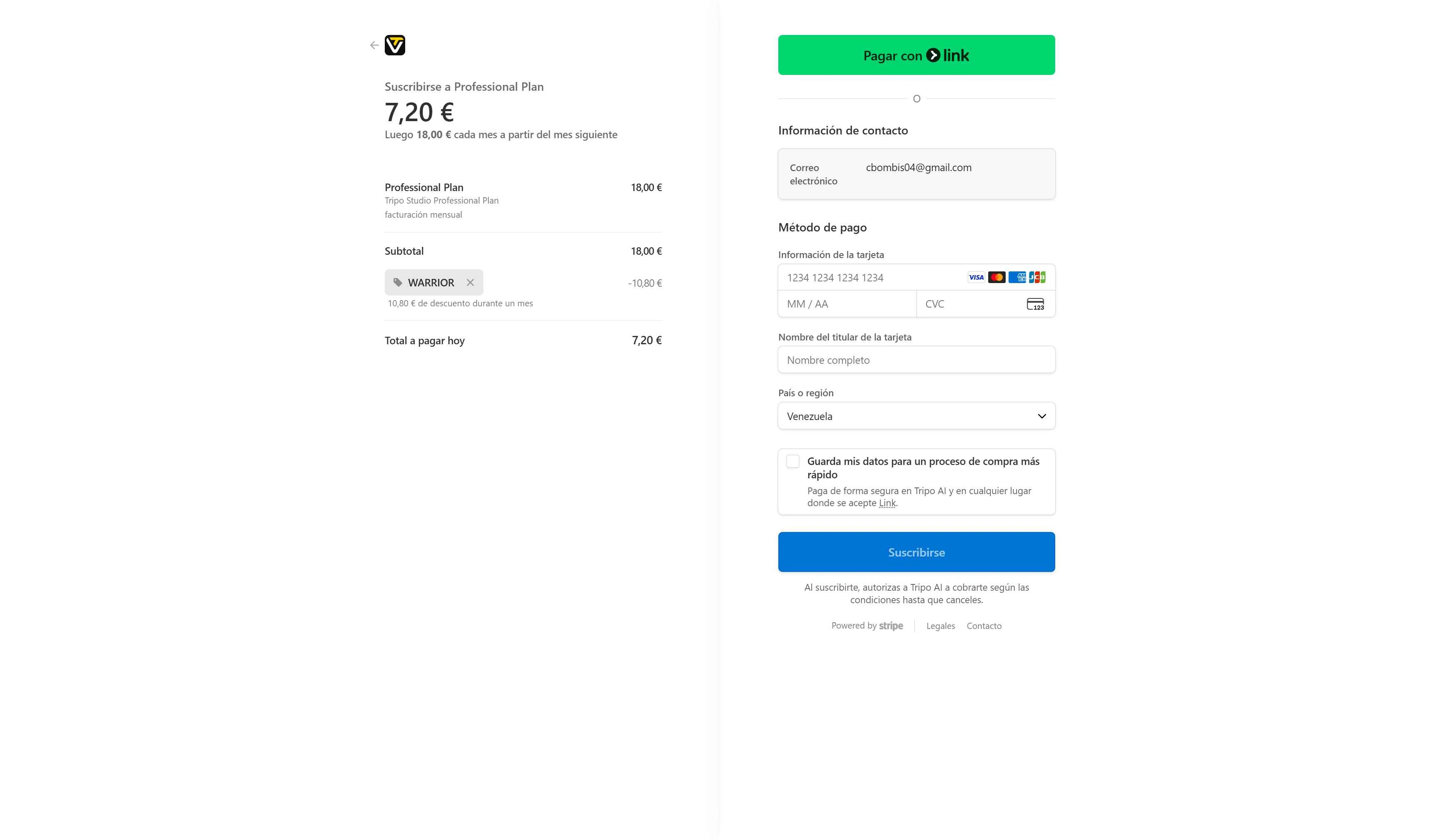 Tripo AI checkout page showing Tripo AI promo code box | Screenshot taken by SimplyCodes community member on Jan 23, 2026