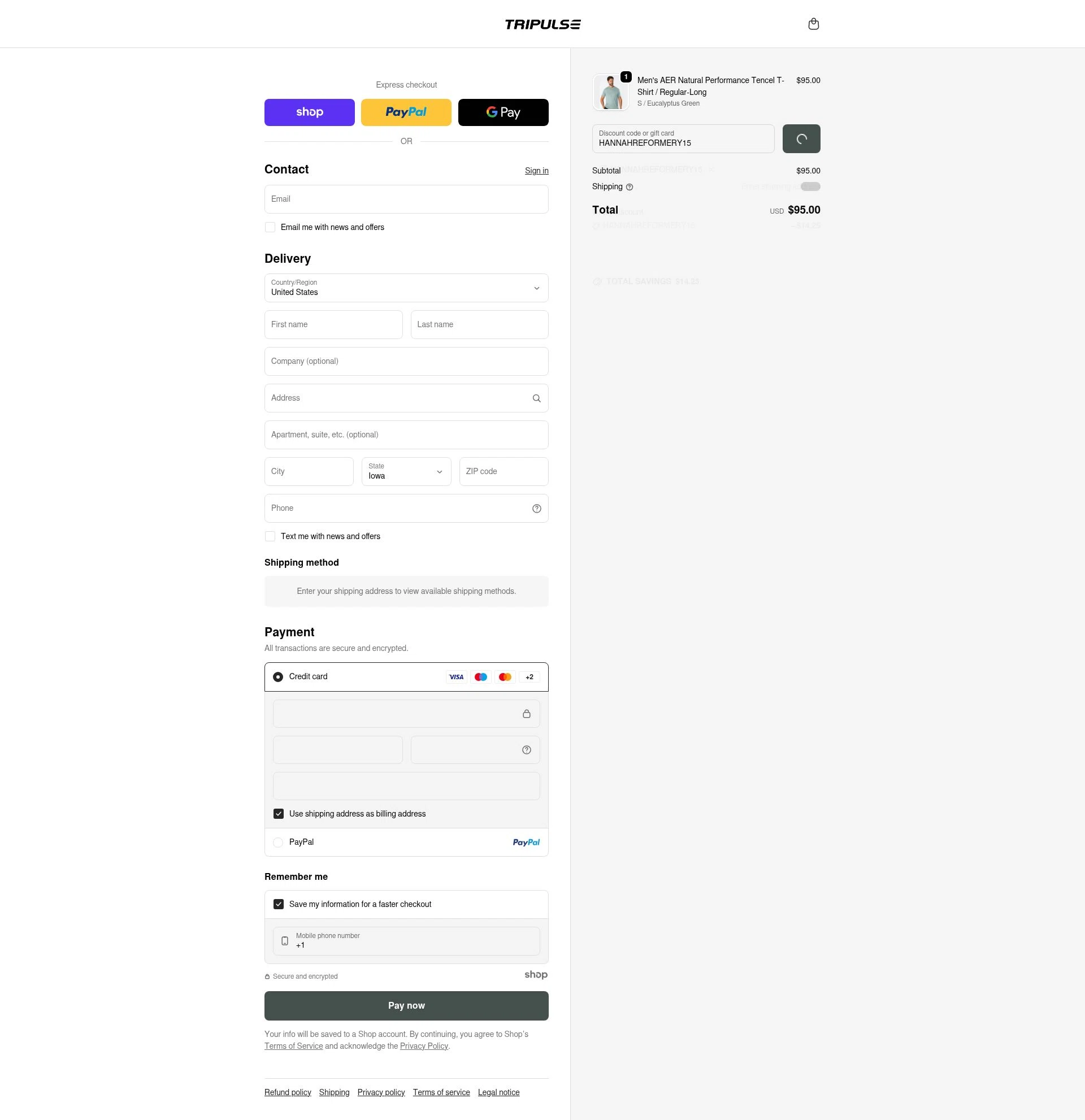 Tripulse checkout page showing Tripulse promo code box | Screenshot taken by SimplyCodes community member on Dec 26, 2025