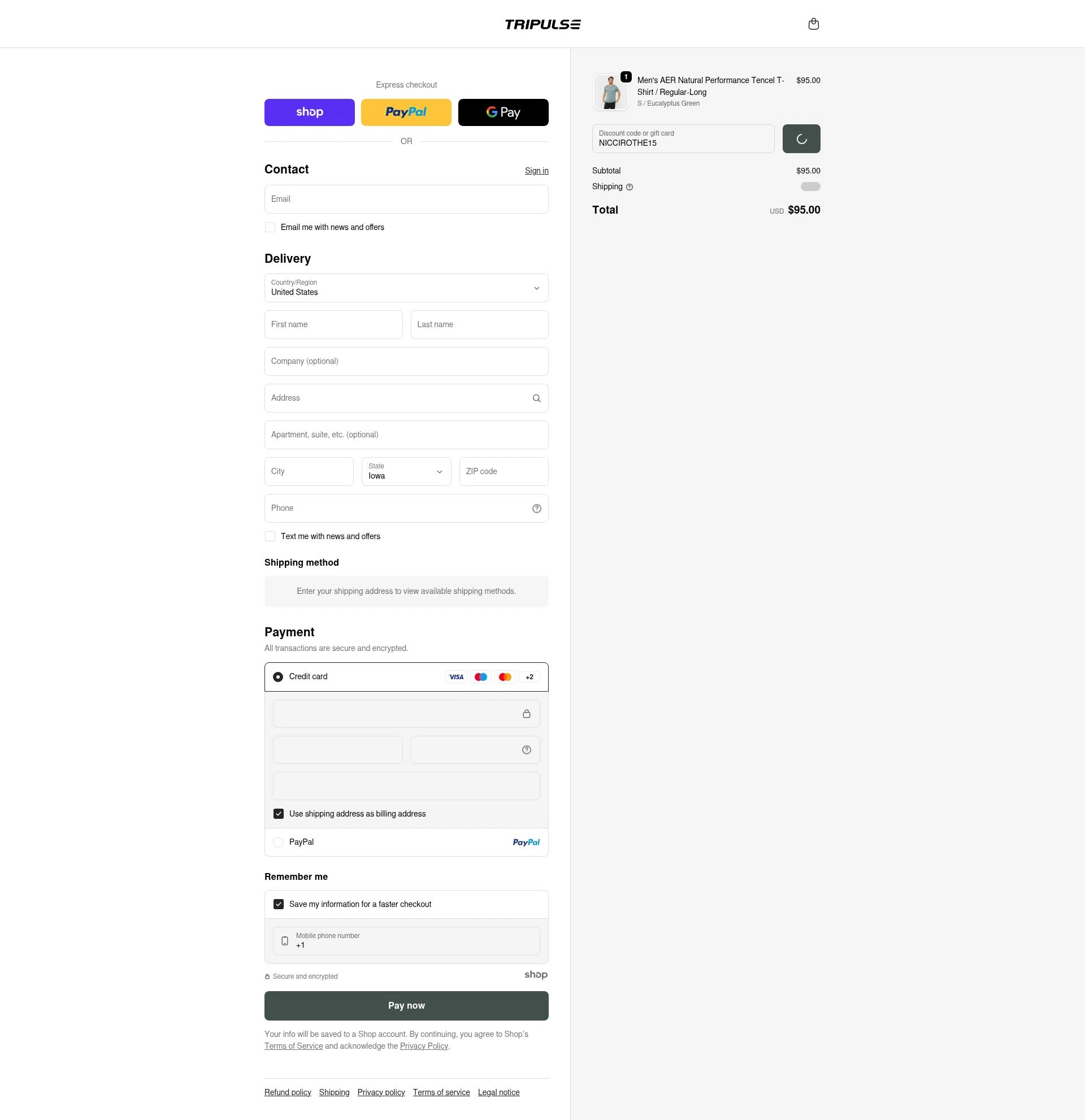 Tripulse checkout page showing Tripulse promo code box | Screenshot taken by SimplyCodes community member on Dec 31, 2025