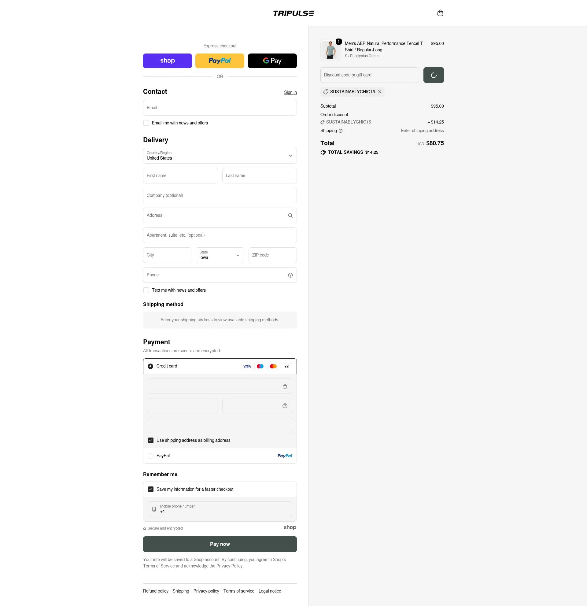 Tripulse checkout page showing Tripulse promo code box | Screenshot taken by SimplyCodes community member on Dec 31, 2025