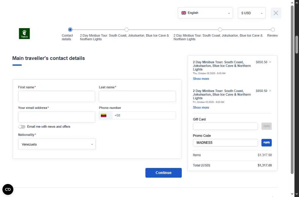 Troll Expeditions checkout page showing Troll Expeditions promo code box | Screenshot taken by SimplyCodes community member on Jun 4, 2025
