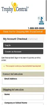TCPTA1 coupon verification screenshot