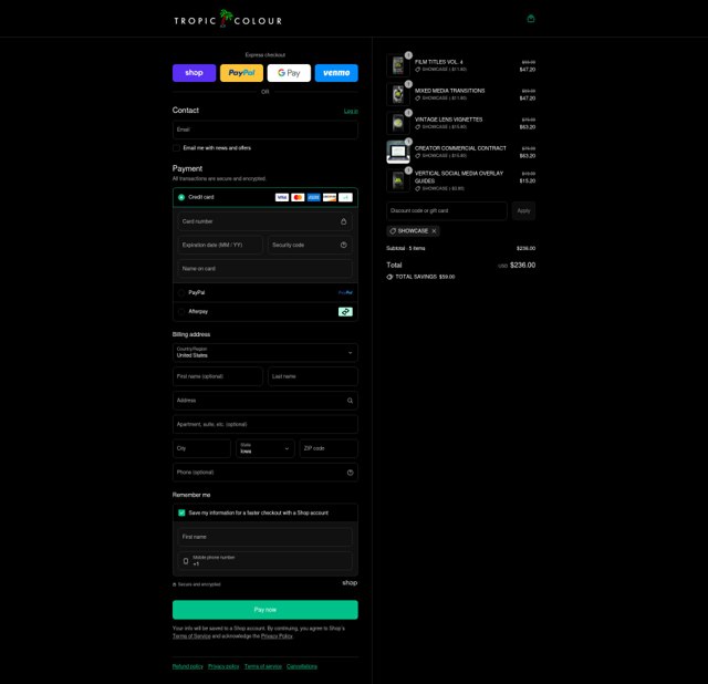 Tropic Colour checkout page showing Tropic Colour discount code box | Screenshot taken by SimplyCodes community member on Sep 4, 2025