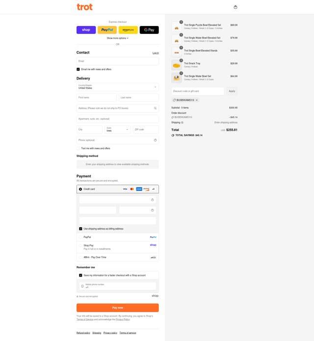 Trot checkout page showing Trot discount code box | Screenshot taken by SimplyCodes community member on Sep 4, 2025