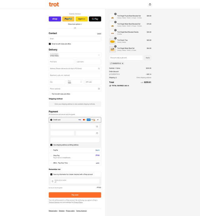 Trot checkout page showing Trot discount code box | Screenshot taken by SimplyCodes community member on Sep 4, 2025