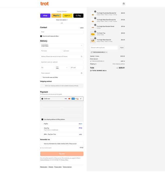 Trot checkout page showing Trot discount code box | Screenshot taken by SimplyCodes community member on Sep 4, 2025