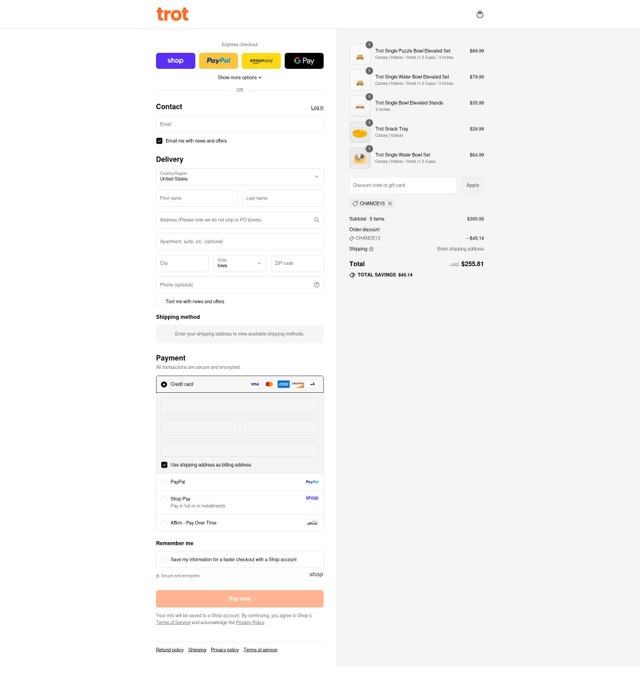 Trot checkout page showing Trot discount code box | Screenshot taken by SimplyCodes community member on Sep 4, 2025
