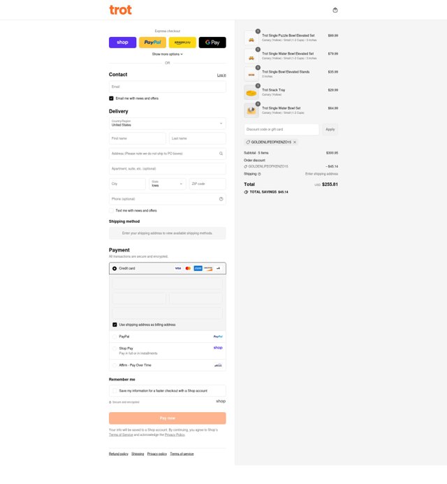 Trot checkout page showing Trot discount code box | Screenshot taken by SimplyCodes community member on Sep 4, 2025