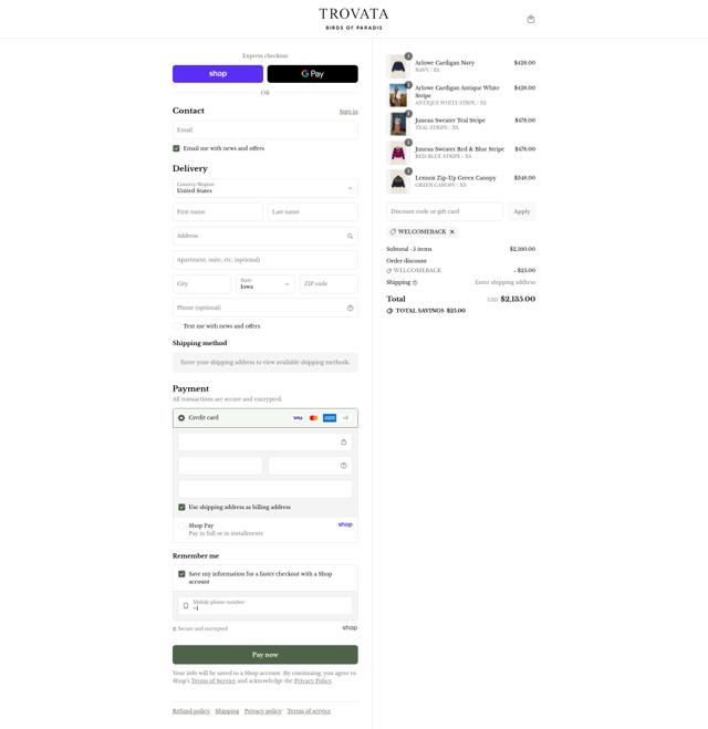 Trovata checkout page showing Trovata promo code box | Screenshot taken by SimplyCodes community member on Sep 13, 2025