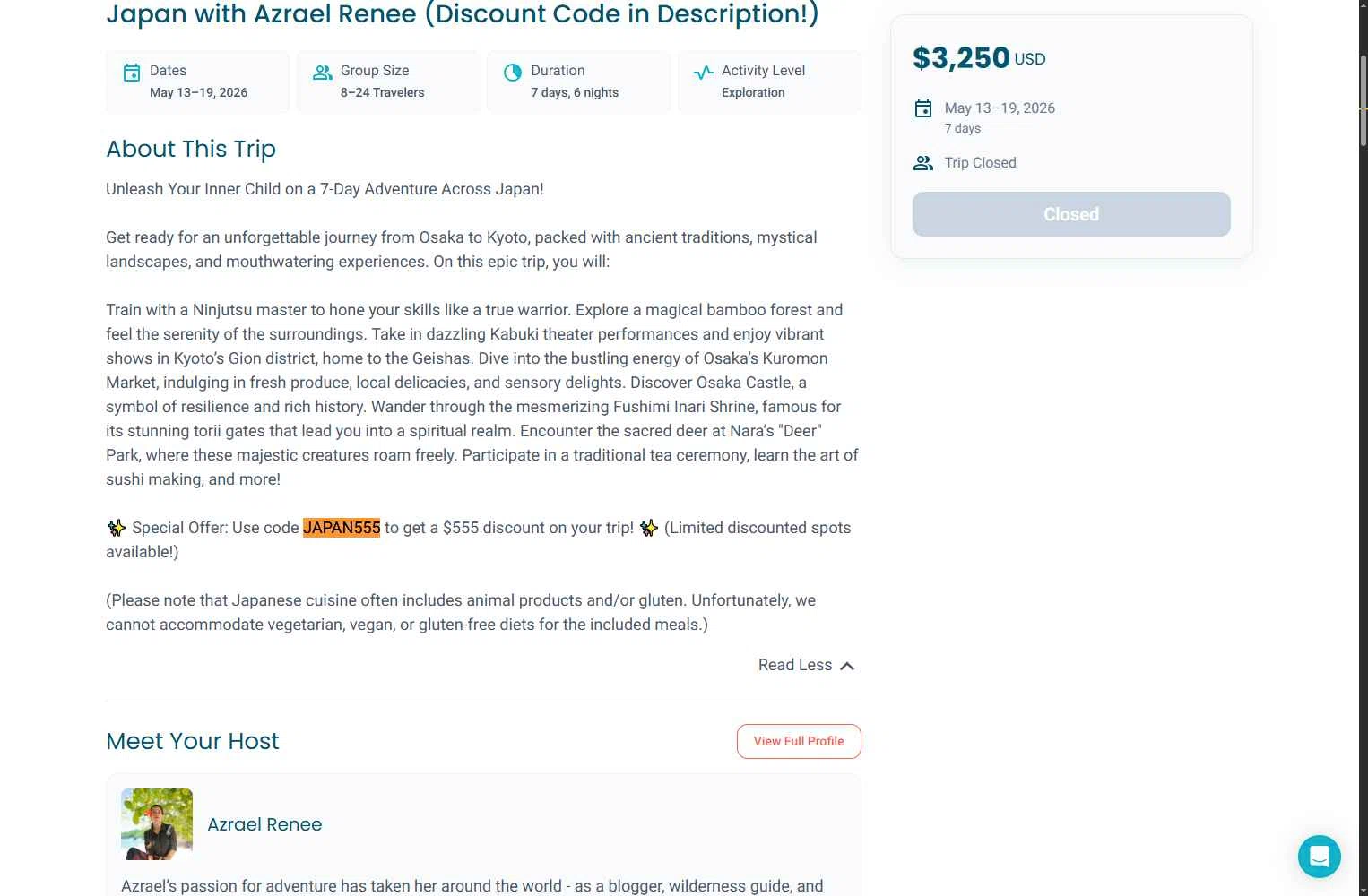 TrovaTrip checkout page showing TrovaTrip discount code box | Screenshot taken by SimplyCodes community member on Dec 2, 2025