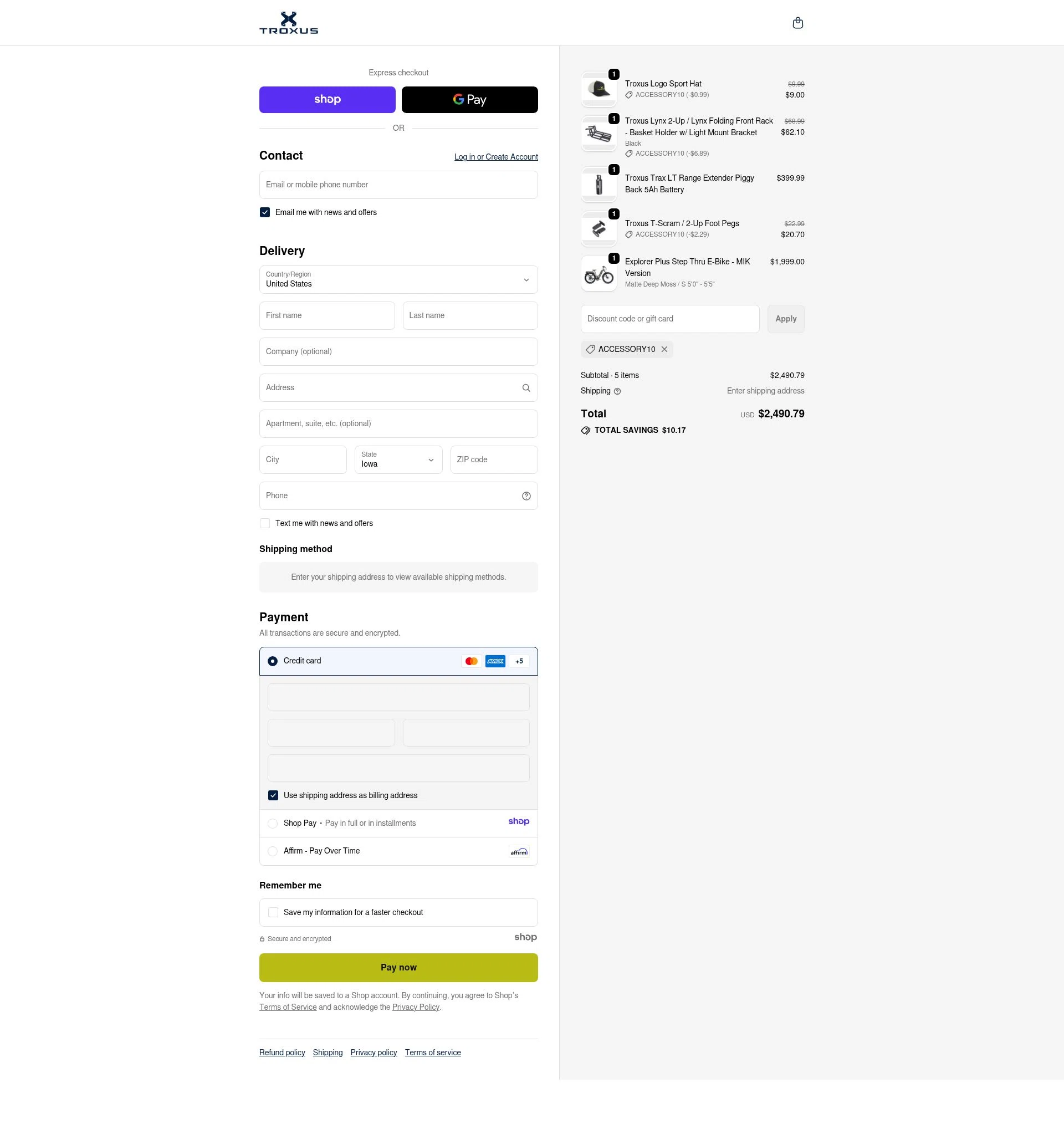 TROXUS checkout page showing TROXUS discount code box | Screenshot taken by SimplyCodes community member on Dec 14, 2025
