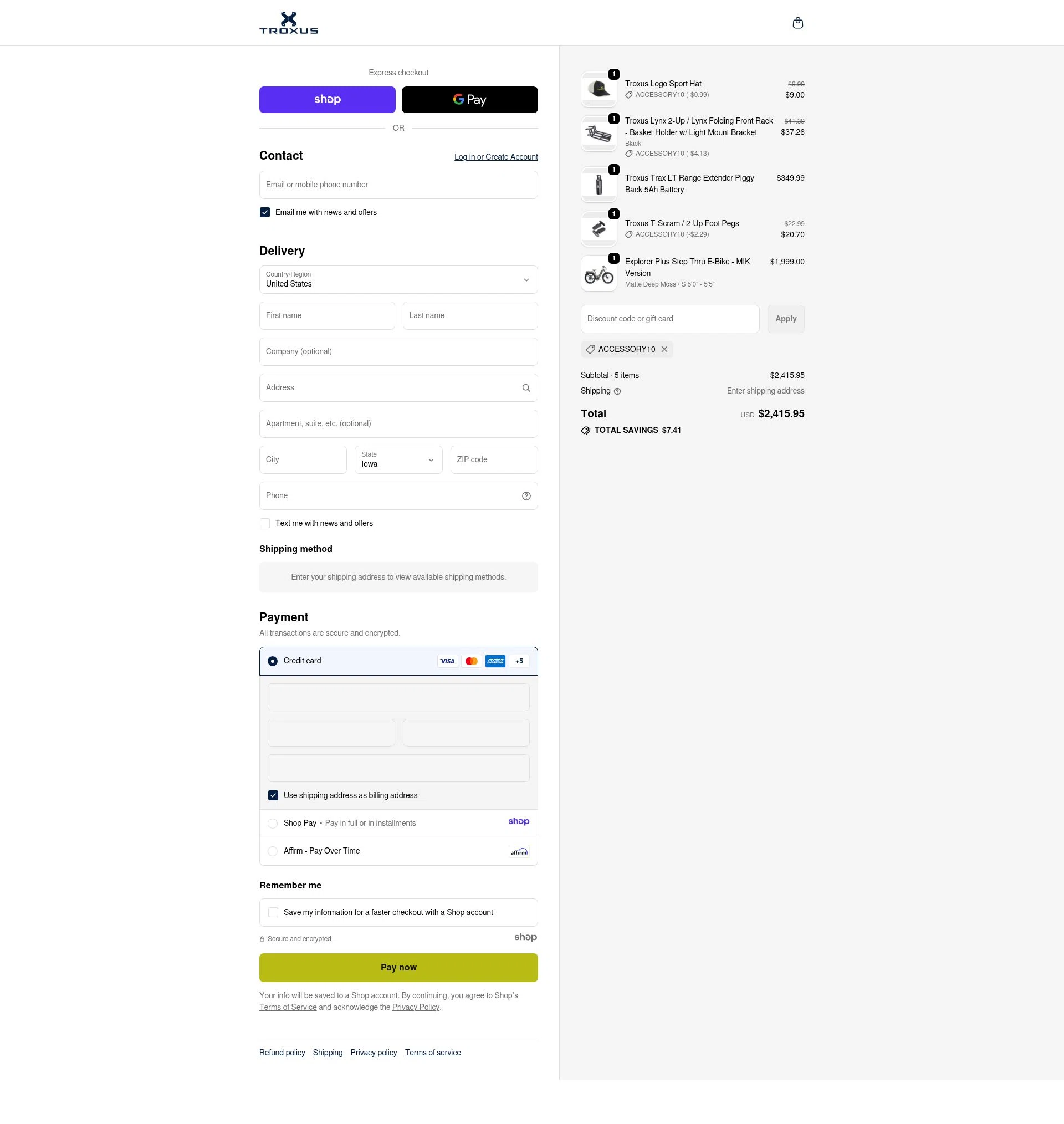 TROXUS checkout page showing TROXUS discount code box | Screenshot taken by SimplyCodes community member on Nov 23, 2025