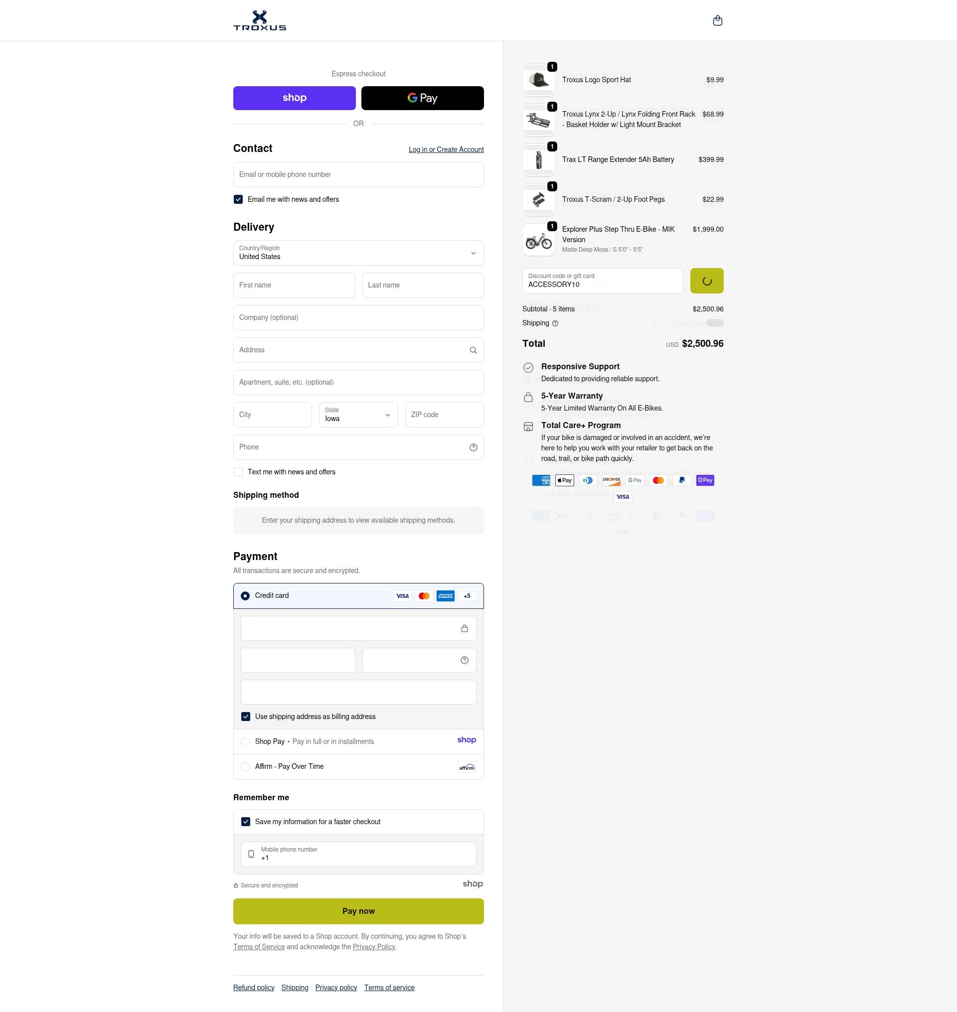 TROXUS checkout page showing TROXUS discount code box | Screenshot taken by SimplyCodes community member on Dec 26, 2025