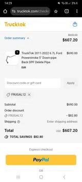 FRUGAL12 coupon verification screenshot