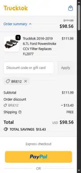 BRIE12 coupon verification screenshot