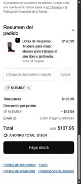 KLEMILY coupon verification screenshot