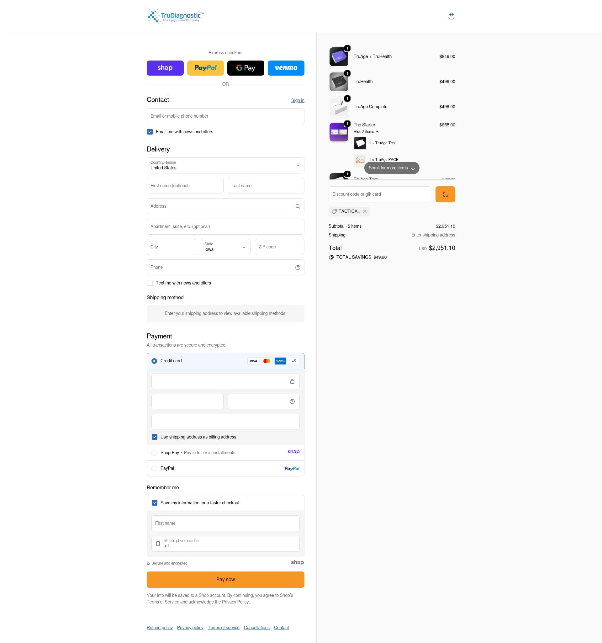 TruDiagnostic checkout page showing TruDiagnostic discount code box | Screenshot taken by SimplyCodes community member on Jan 7, 2026
