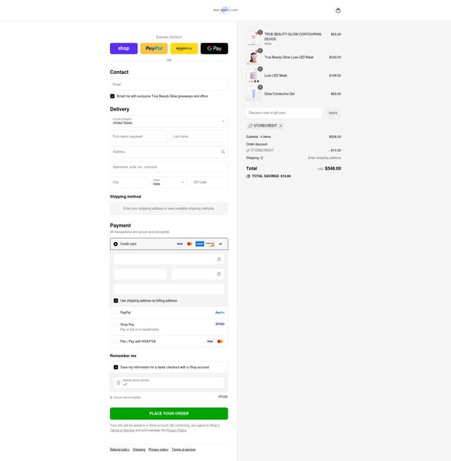 True Beauty Glow checkout page showing True Beauty Glow discount code box | Screenshot taken by SimplyCodes community member on Sep 7, 2025