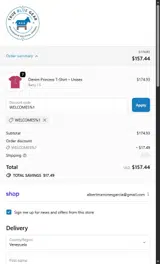 WELCOME5%1 coupon verification screenshot