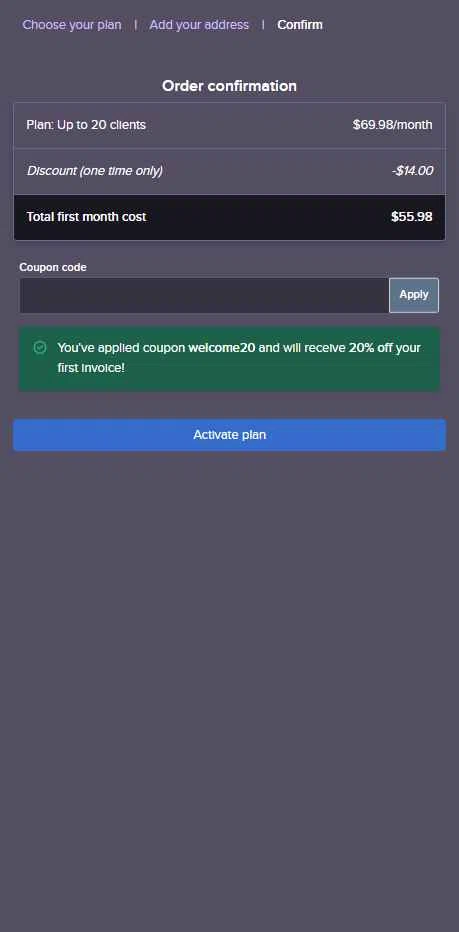 TrueCoach checkout page showing TrueCoach discount code box | Screenshot taken by SimplyCodes community member on Oct 25, 2025