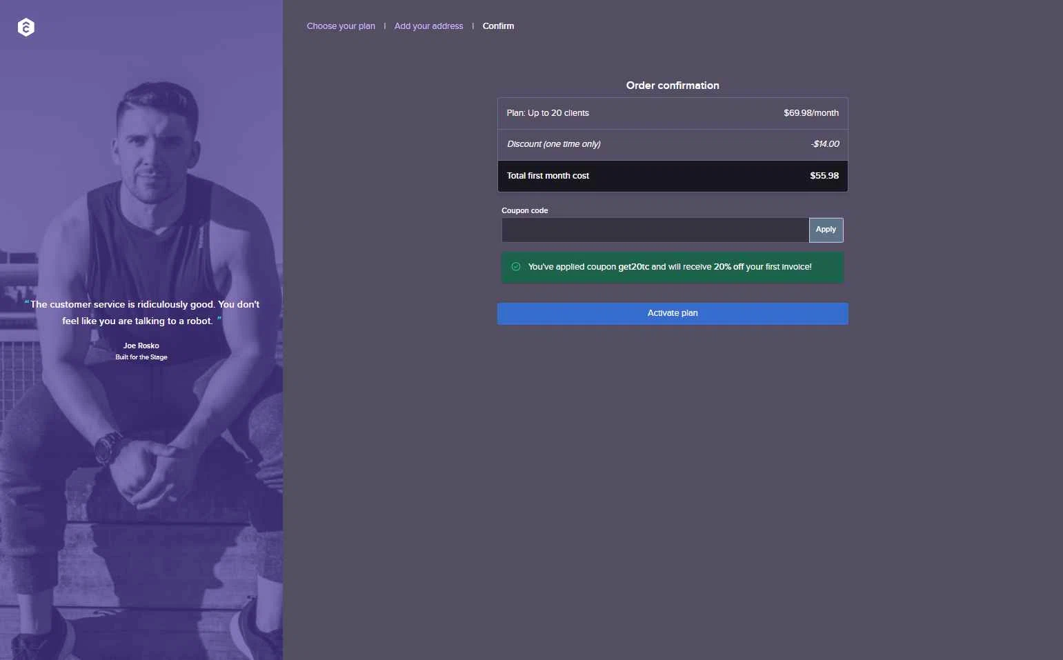 TrueCoach checkout page showing TrueCoach discount code box | Screenshot taken by SimplyCodes community member on Oct 13, 2025