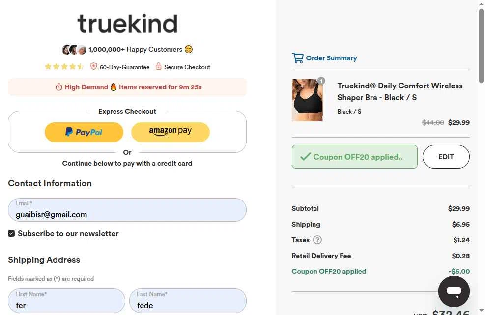 Truekind checkout page showing Truekind discount code box | Screenshot taken by SimplyCodes community member on Dec 26, 2025
