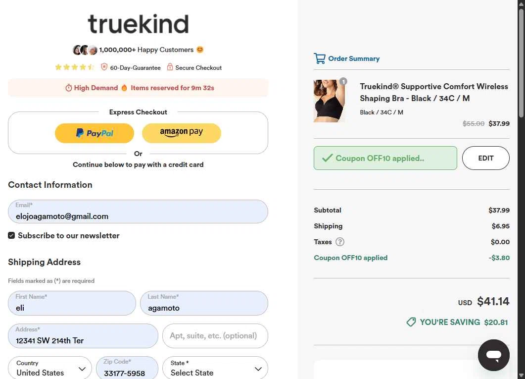 Truekind checkout page showing Truekind discount code box | Screenshot taken by SimplyCodes community member on Dec 26, 2025