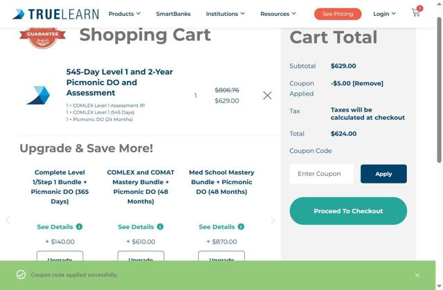 TrueLearn checkout page showing TrueLearn coupon code box | Screenshot taken by SimplyCodes community member on Jul 22, 2025