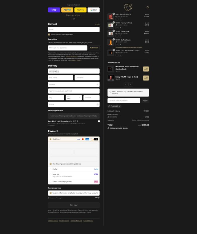 Truff checkout page showing Truff discount code box | Screenshot taken by SimplyCodes community member on Sep 2, 2025