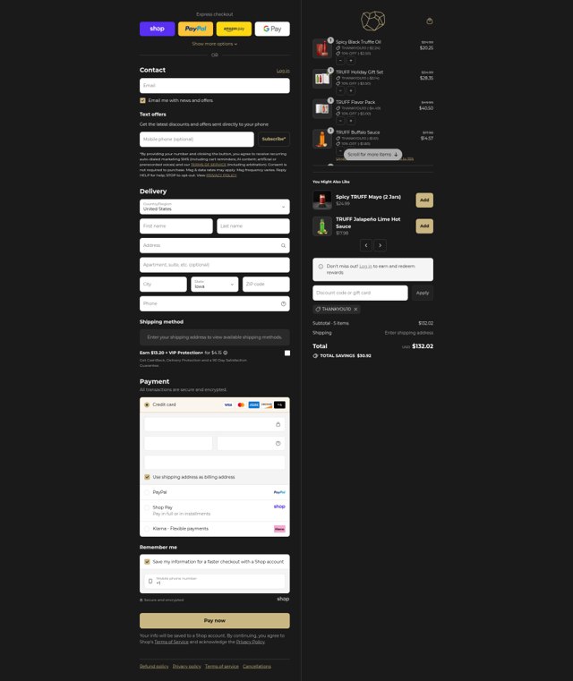 Truff checkout page showing Truff discount code box | Screenshot taken by SimplyCodes community member on Sep 2, 2025
